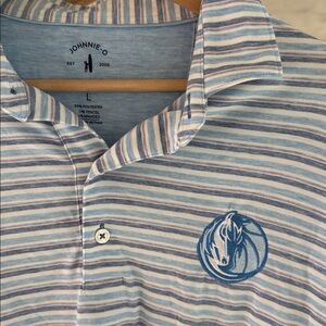 johnnie-O Light Blue and White Striped Men's Shirt